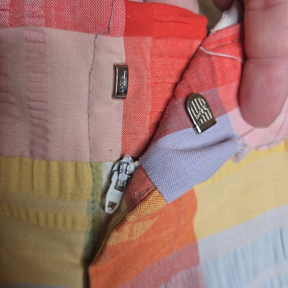 Rare Vintage 70s Plushbottoms High Waisted Rainbow Plaid Bell Bottoms - Picture 6 of 10